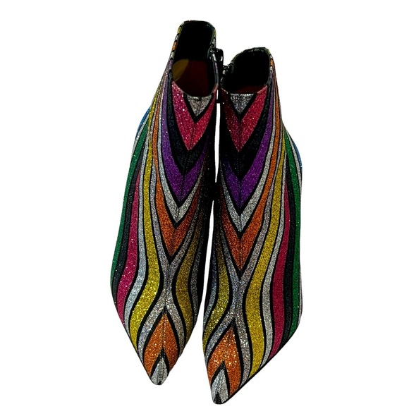 Christian Louboutin Multicolor So Kate 100 Striped Rainbow Glitter Heels Boots. - Picture 8 of 13